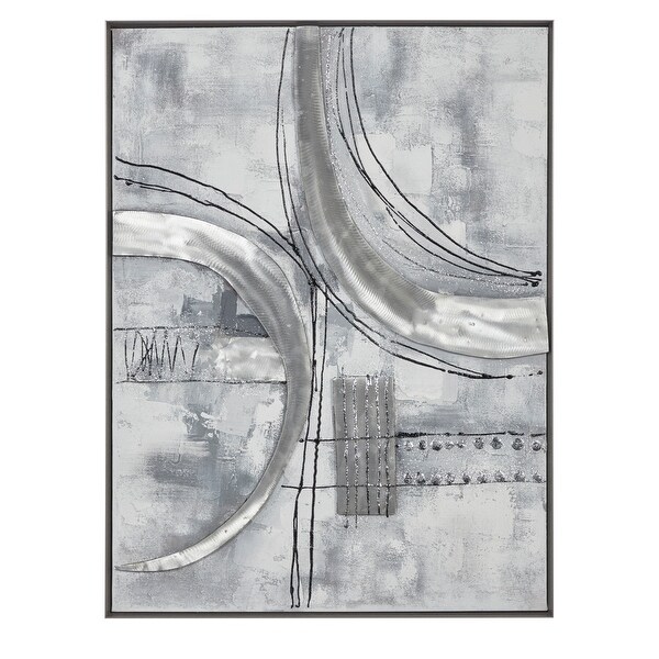 Shop Rectangular Silver Textured Abstract Canvas Wall Art With Silver